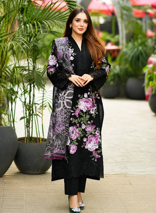 Floral 3pc Elegance- Black 002