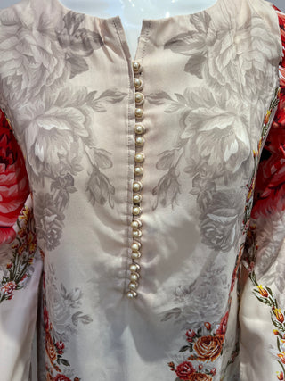 Beige Floral 1pc Maxi