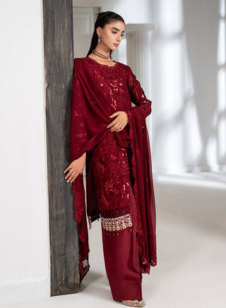 Chiffon-PartyWear-Red