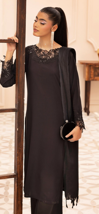 Black 3pc Linen Suit