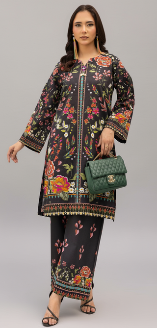 Black Floral Khaddar Co-ord Set