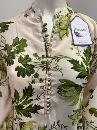 Off White Floral 1pc Maxi with Organza