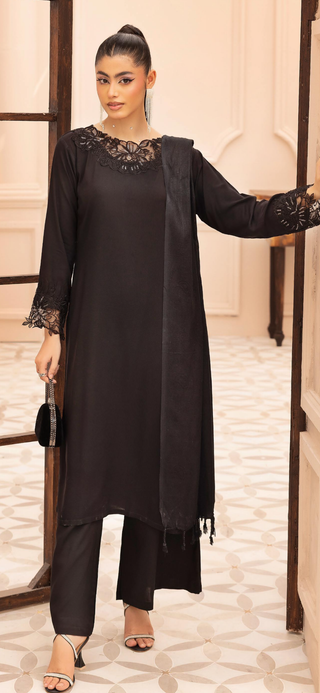 Black 3pc Linen Suit