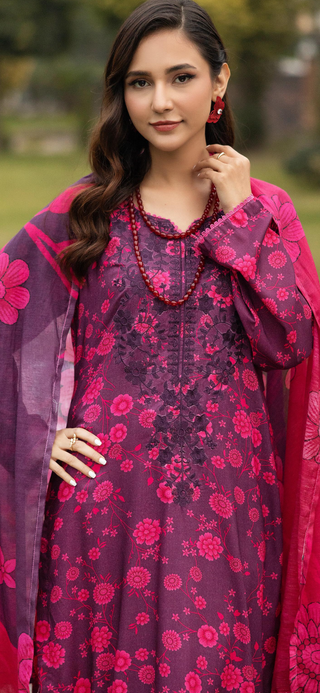 Purple/Pink 3pc Floral Linen Suit