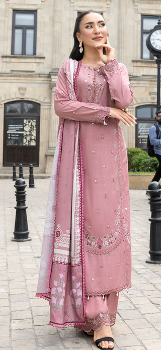 Dusky Pink 3pc Mother & Daughter Winter Linen Suit