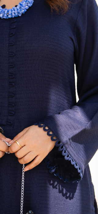 Simple Navy Raniya.h 3pc Dhanak Suit