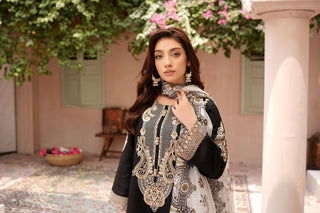 Black 3pc Cotton Suit with Printed Dupatta