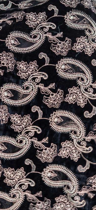 Black Dhanak 3pc Suit with Heavy Cutwork Shawl