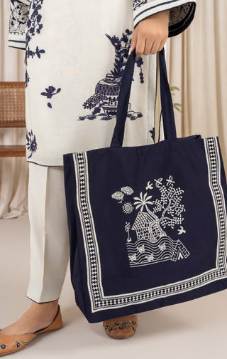 Cream & Navy 2pc Bag Suit
