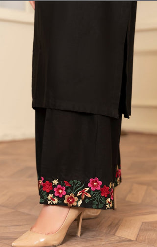 Black Elegant Floral 3pc Suit