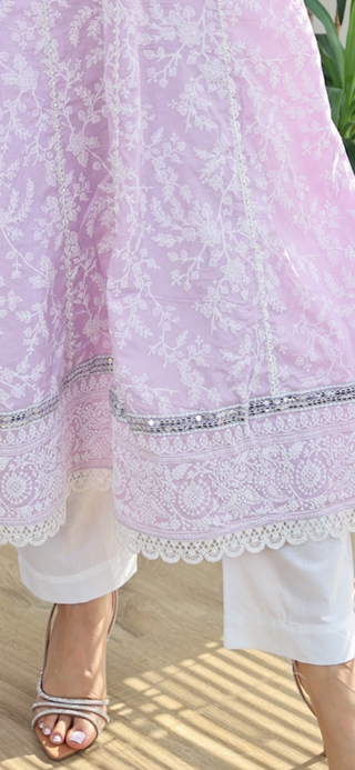 Lilac A Line 3pc Readymade Lawn Dress
