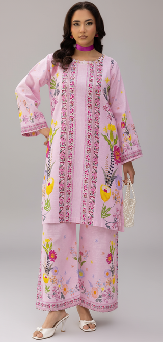Pink Floral Khaddar Co-ord Set