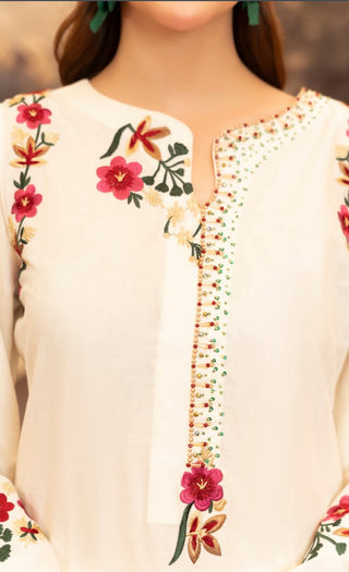 White Elegant Floral 3pc Suit