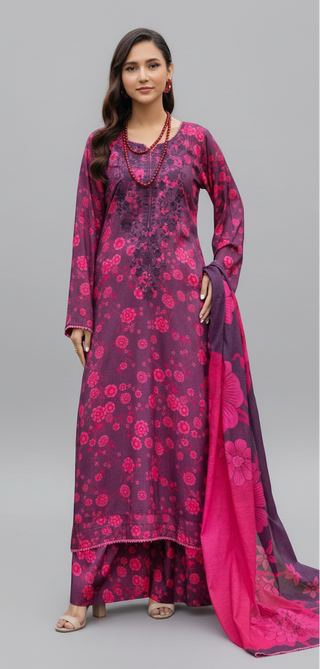 Purple/Pink 3pc Floral Linen Suit