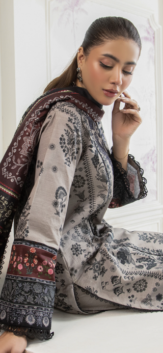 Grey & Black Ally’s Khaddar Suit
