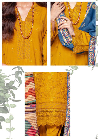 Mustard Munira 3pc Dhanak Suit