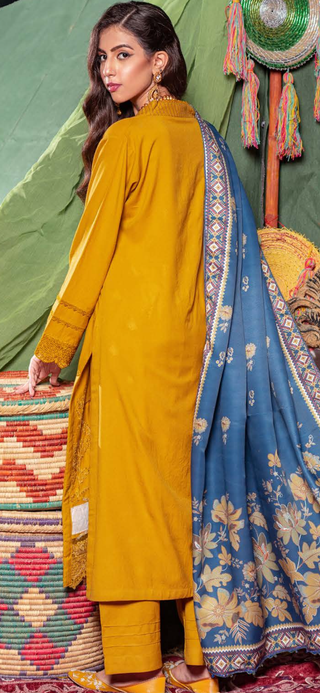 Mustard Munira 3pc Dhanak Suit