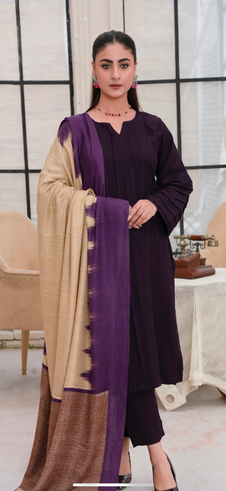 Purple Simple 3pc Raniya.h Linen Suit