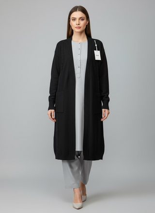 Black Woolen Cardigan with pockets