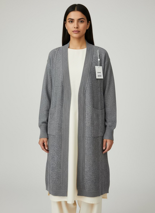 Charcoal Woolen Cardigan with pockets