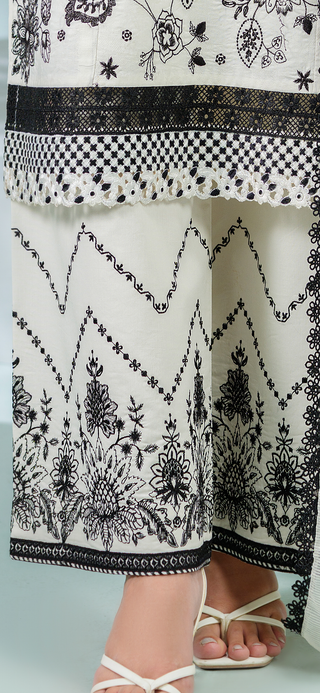 White 3pc Viscose Suit with Detailed trousers