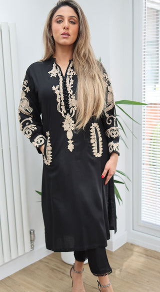 Black  2pc Lawn Dress with Pockets