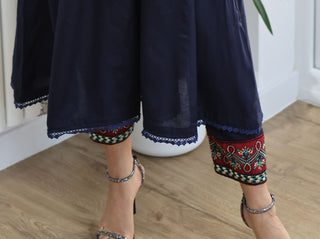Navy 2pc Lawn Dress with Pockets