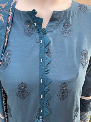 Teal 3pc Chikankari Lawn Suits