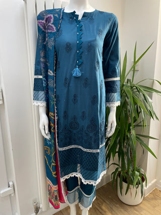 Teal 3pc Chikankari Lawn Suits